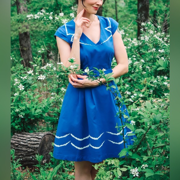 ModCloth Bea & Dot Tan and White Oslo and Behold Dress Sz S - Picture 15 of 16